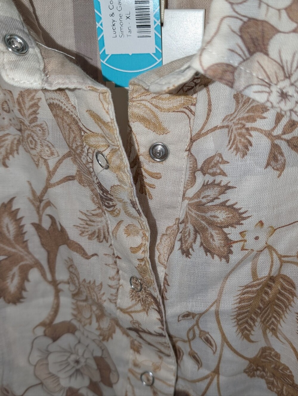 Lucky & Coco Simone Gauze Button Down Shirt - XL - Picture 3 of 6
